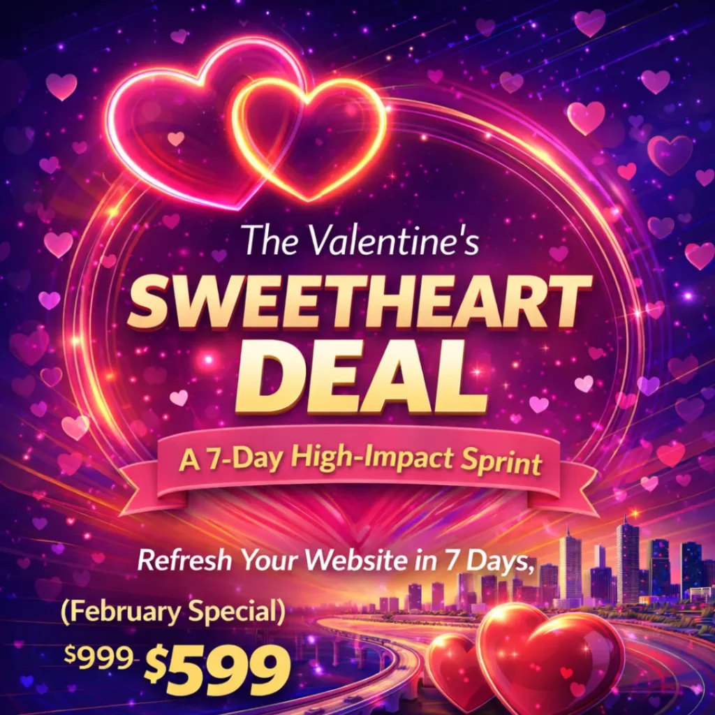 Valentine’s website refresh promotion for Coronado businesses.